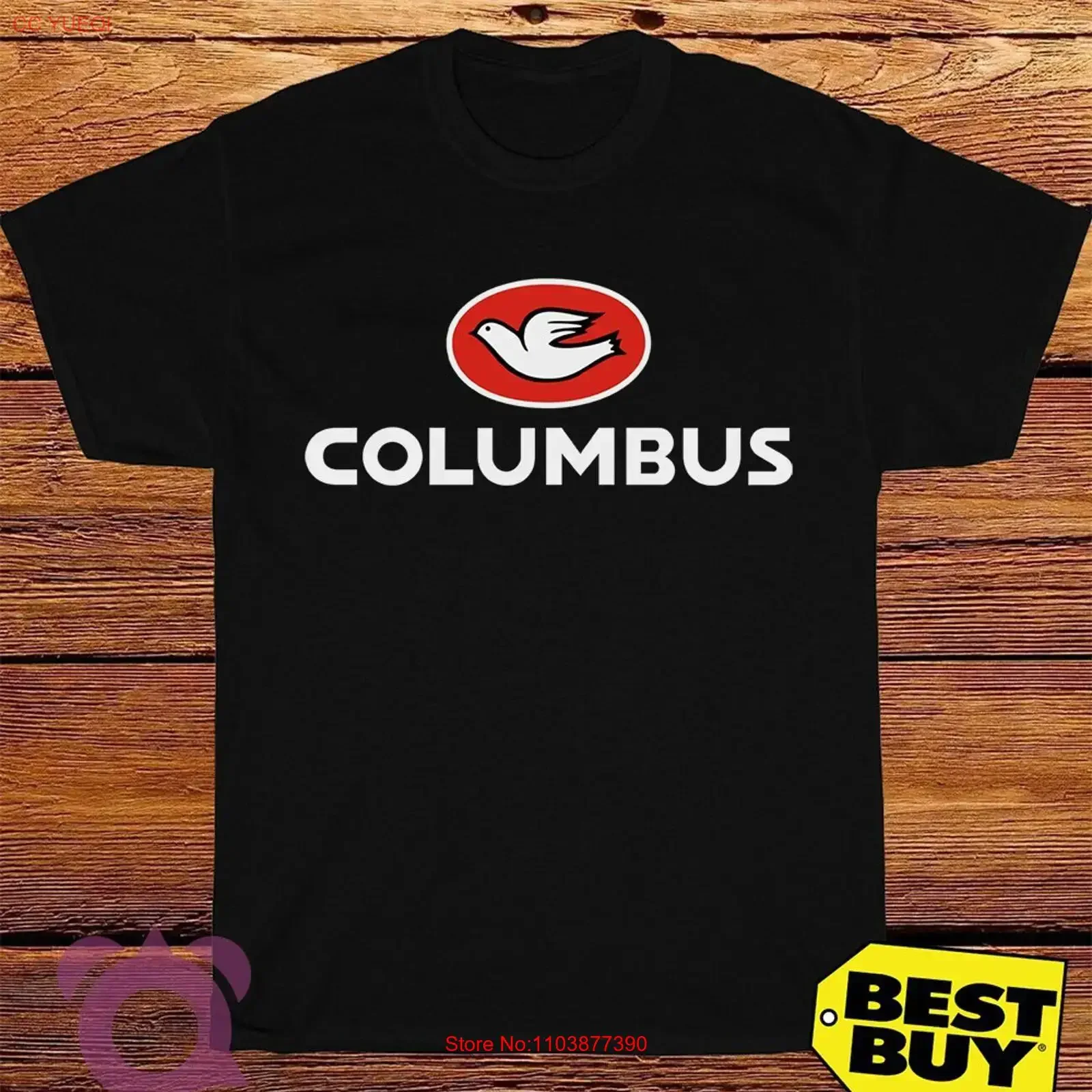 Image of Neues Columbus Steel Tubing Logo Herren-T-Shirt mit lustigem Logo, hergestellt in den USA, Größe S bis 5XL, Vintage-Waschung, vielseitig, atmungsaktiv