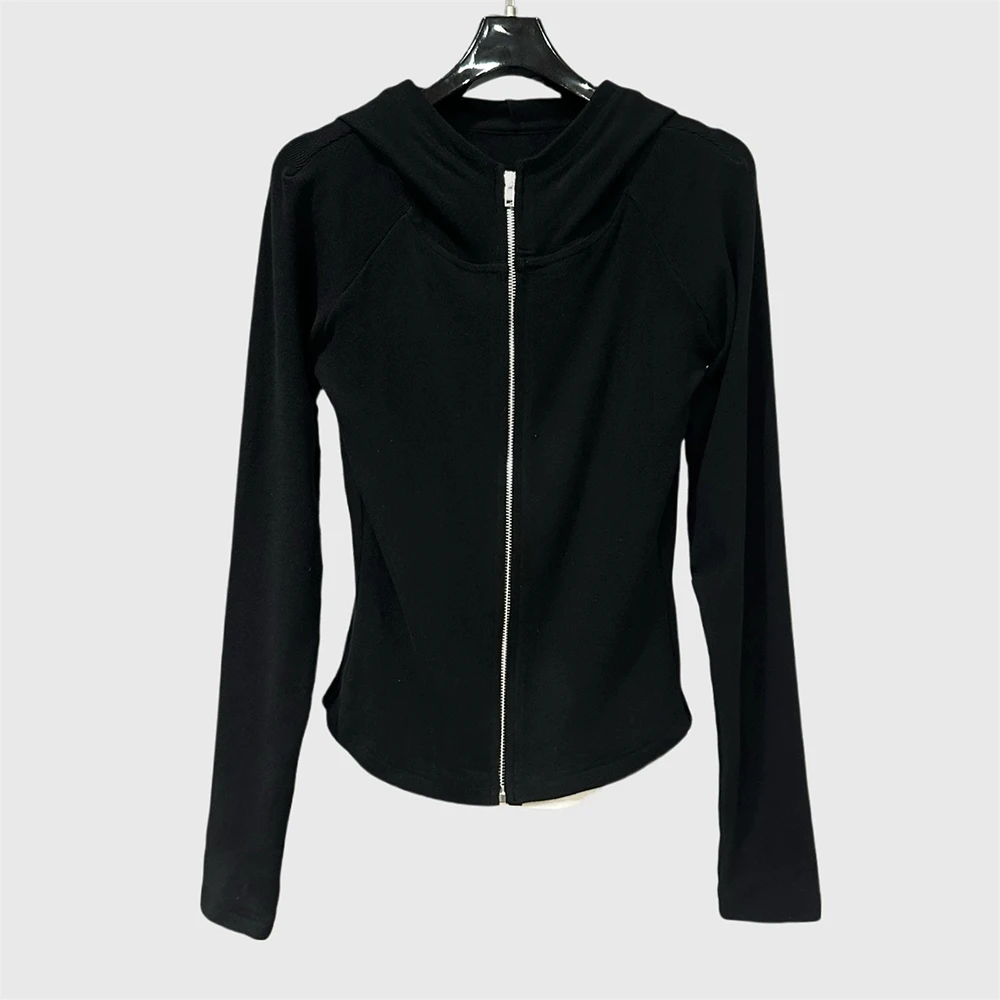 

Cotton-Blend Women's Hooded Sweatshirt Y2K Minimalist Commuter-Friendly Long-Sleeve Knit Jacket Top - Fall/Winter 2025 New