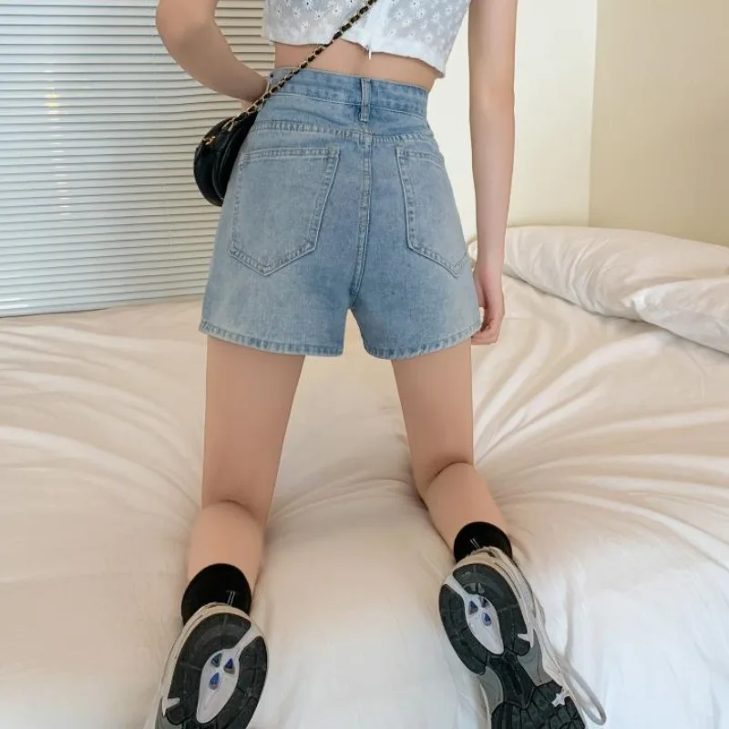 

plus Size Women's High Waist Slimming Split Denim orts Hong Kong Sle Straight Leg Loose Wide Leg Hot Pants Summer New Arr...