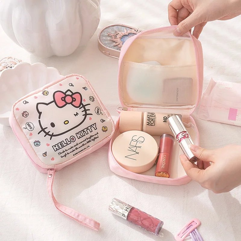 Genuine Sanrio Characters Multifunctional Cosmetic Bag Waterproof Portable Zero Wallet Earphone Storage Bag Gifts For Girls