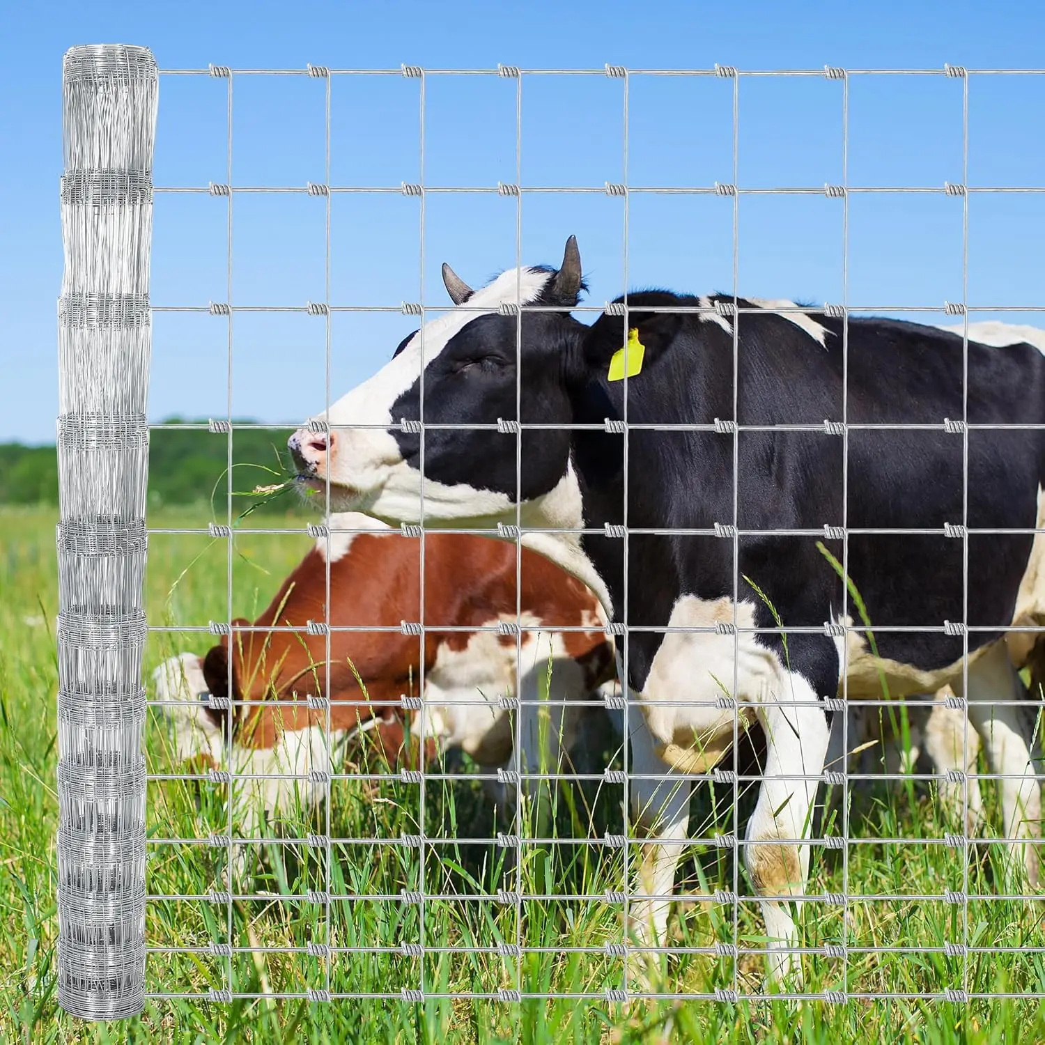 Farm Fence 6ft x 328ft Galvanized Wire Cattle Fence for Livestock Deer Goat Hog,14 Gauge Rustproof Barrier for Cattle, Deer, Goat, Yard & Pasture Livestock Protection