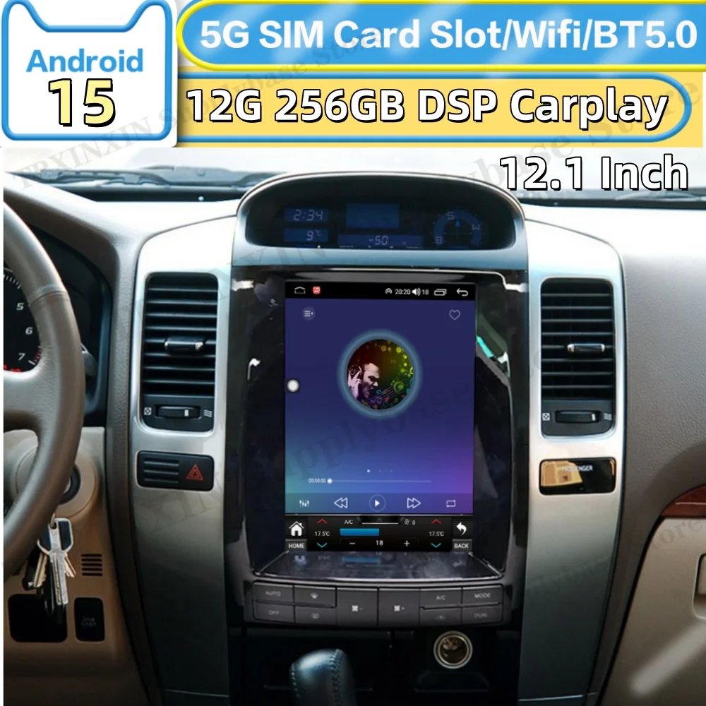 Android 15 Automotive Multimedia For Toyota Prado 2002~2009 GPS Navigation Video Stereo Receiver Smart Touch Screen Head Unit