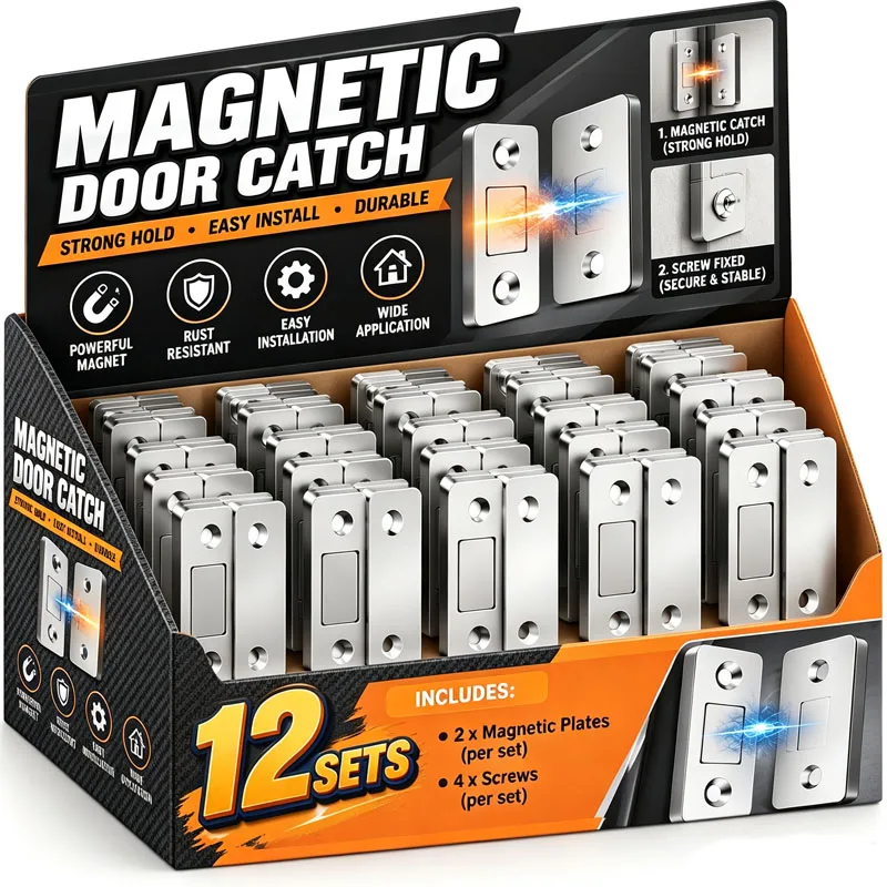 Magnetic Door Catch Ultra-Thin Cabinet Catches Door Mount Seamless Release- Ideal for Sliding Doors Magnet Latches
