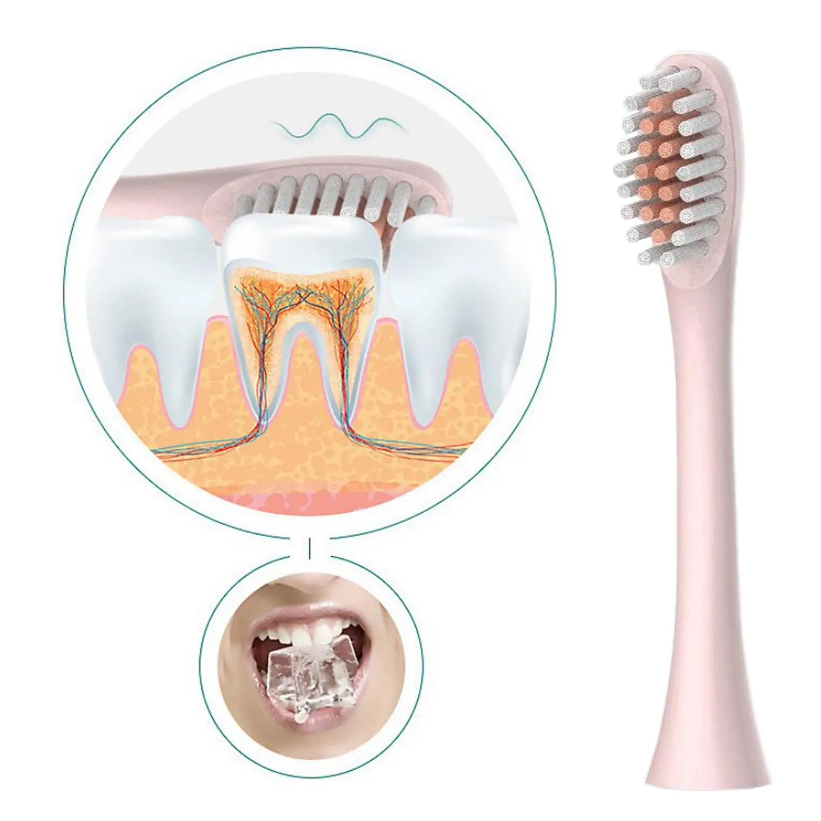 Escova elétrica Cabeças Substituição, Limpeza Profunda, Plástico, 3, 2 Pcs
