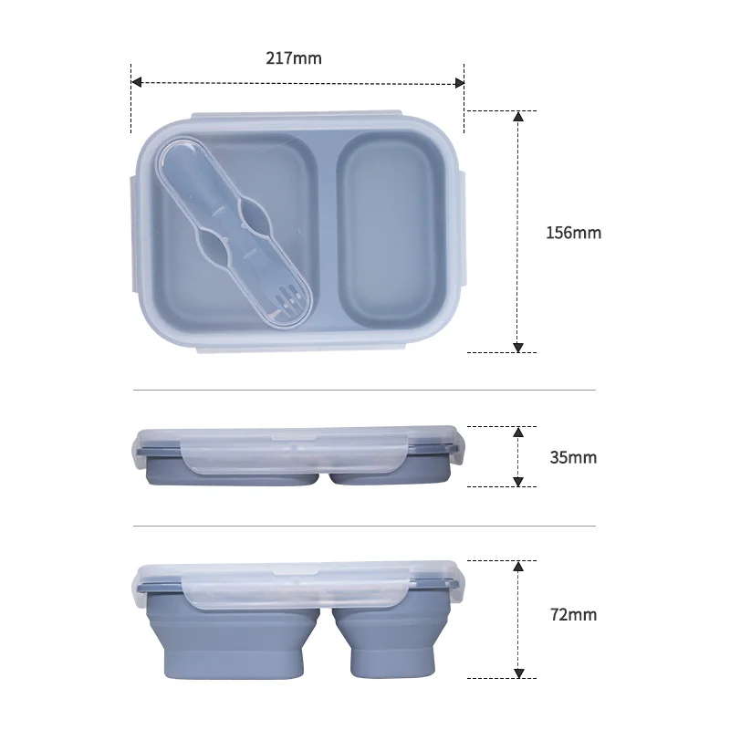 食品保存用シリコン折りたたみ弁当箱、ポータブル、電子レンジ、サラダ、フルーツ、ピクニック食器、1セット