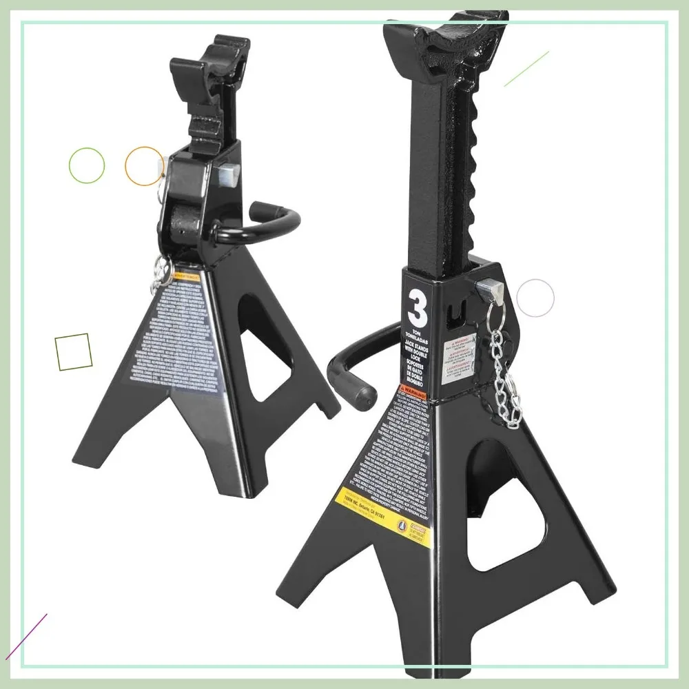 

3 Ton Double Locking Steel Jack Stands, 2 Pack, 6000 lb Capacity, Heavy Duty Vehicle Support