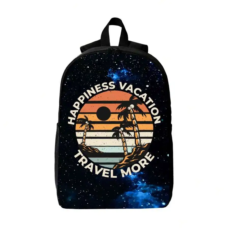 Happiness Vacation Travel More Backpack Men Outdoor Laptop Bag Large Capacity Waterproof