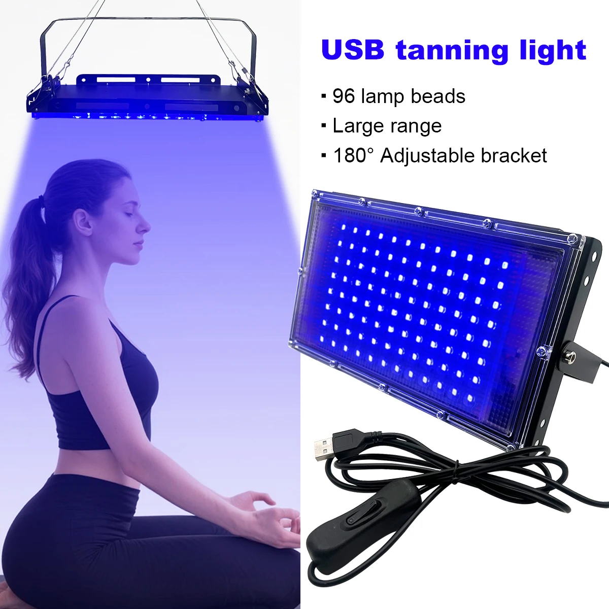 UV Tanning Lamp 96 LED UV Tanning Lamp Full Body Sunbathing Full Blue Light Black Light Home Sunbathing Skin Sunbathing Gift