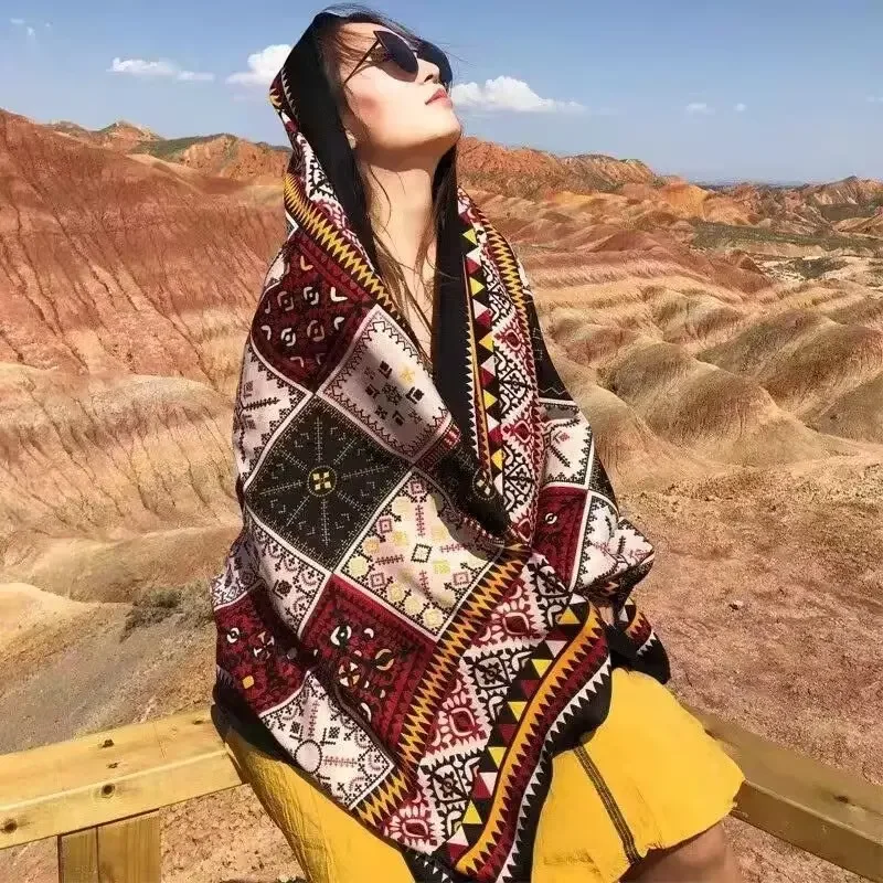 

Ethnic Styles Scarf Dominated Sunscreen Shawl Travel Photos Women's Versatile Seaside Beach Towels Fashion Trends