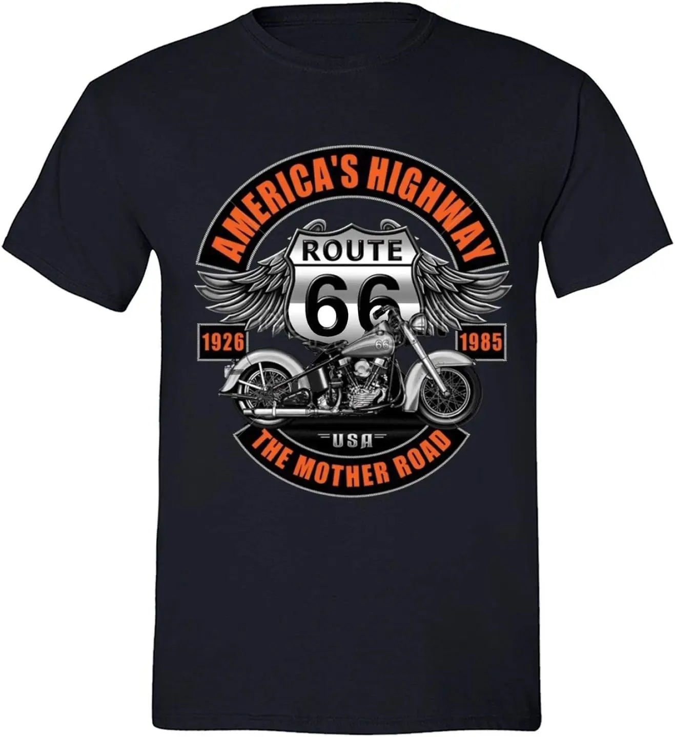 

Men's Route 66 America's Highway Biker Motorcycle Crewneck Short Sleeve T-Shirt