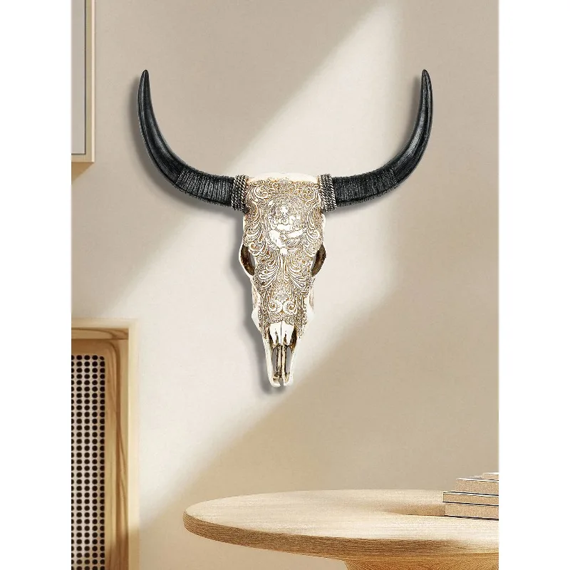 Lucky retro bull head wall hanging creative wall decoration simulation living room TV background wall catering homestay decorati