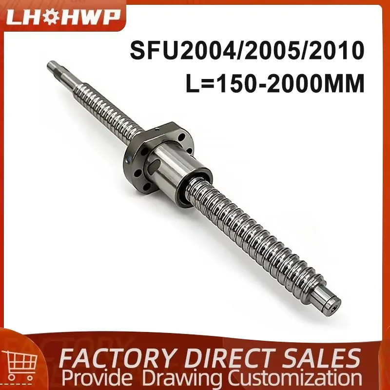 

1pc Ball Screw SFU2004 SFU2005 SFU2010 150mm-2000mm Ballscrew Roller 20mm RM2005 Insert Ball Nut For CNC Parts