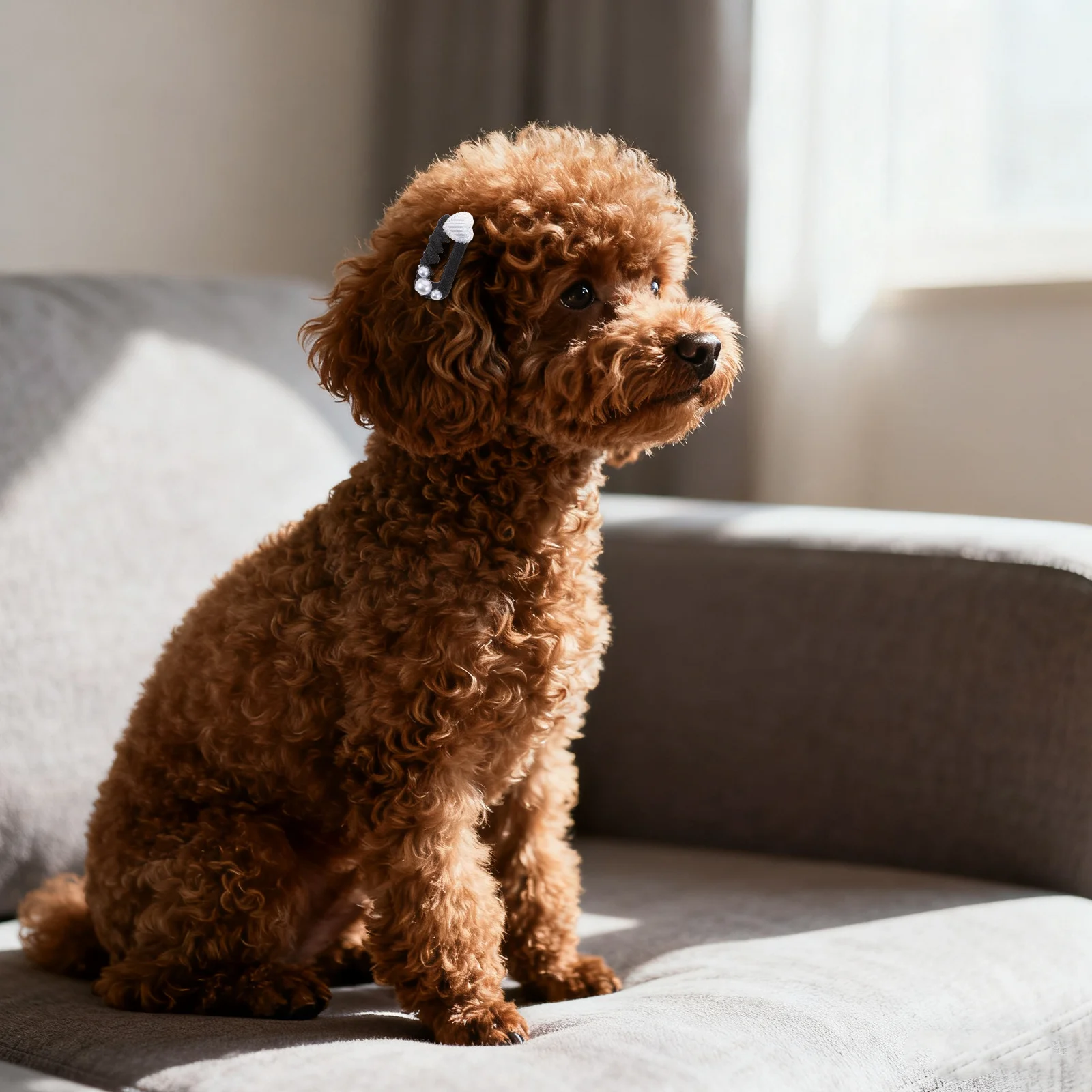 犬猫用ペットヘアクリップ4個、パールビーズ、蝶、ハート、リボンデザイン、小型爪クリップ、子犬子猫用ファッションアクセサリー