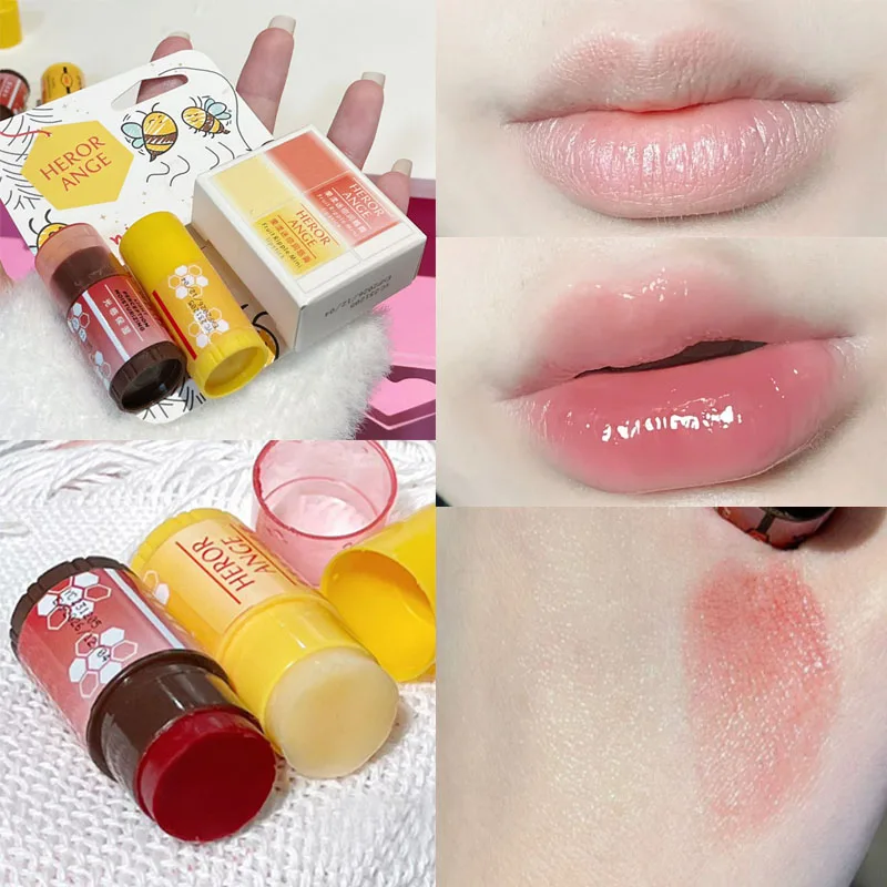 2PCS Lip Balm Set Moisturizing Lip Tint Long Lasting Anti-drying Waterproof Nourishing Lipstick Cosmetics Women Lip Care Makeup