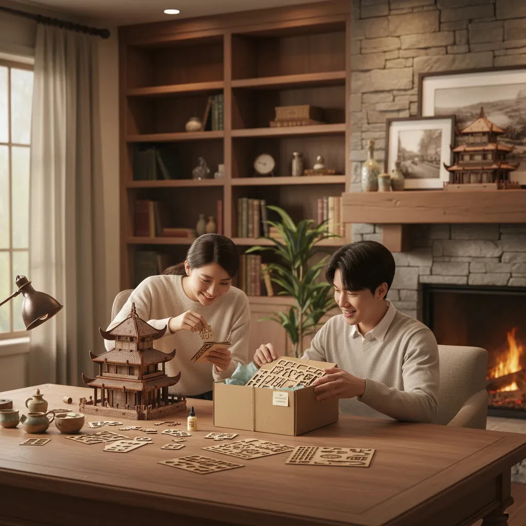 OUZEY Puzzle 3D tour chinoise ancienne - Kit de construction de maquettes architecturales en bois, projet de bricolage découpé au laser pour adultes et adolescents 14 ans +