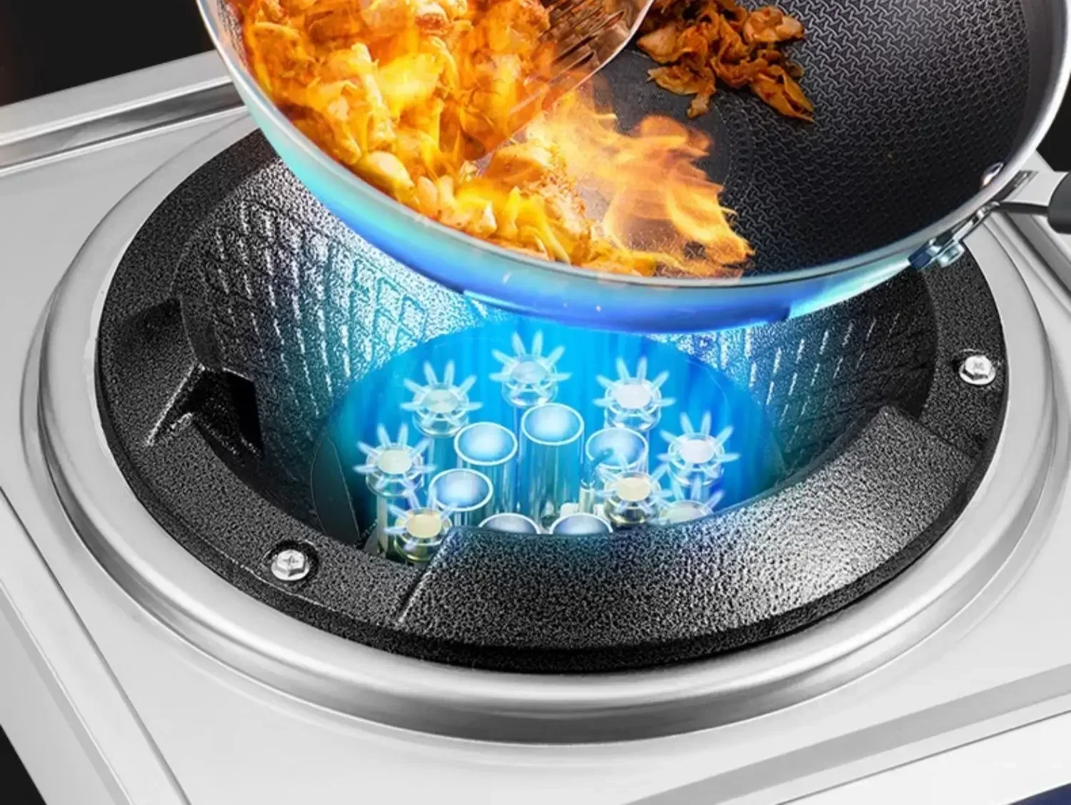 Commercial Stainless Steel Gas Single Stove: Low Pressure, Fierce Fire, Flameout Protection.