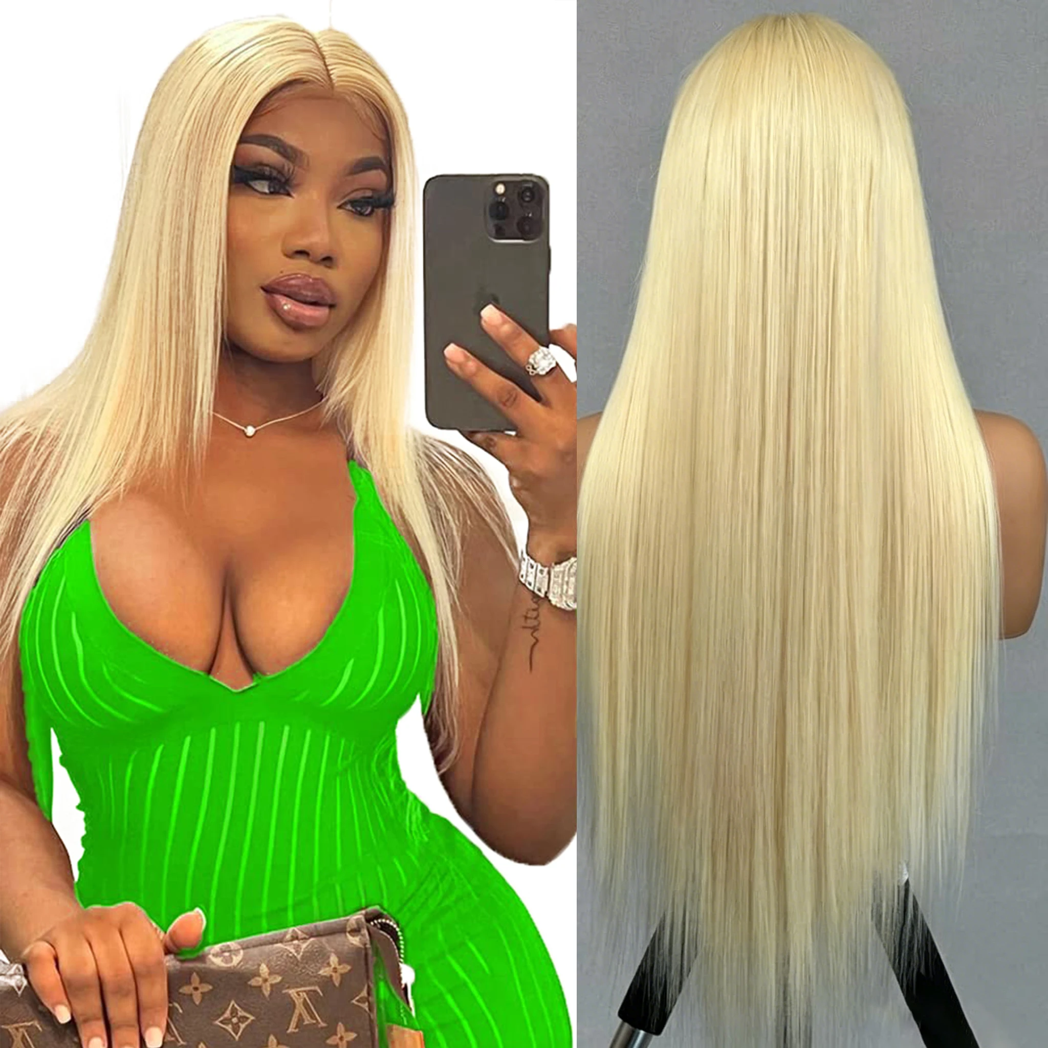 Blonde Color Wigs 24 Inch Straight 613 Blonde 13x6 Lace Front Wig Human Hair 200% Density 13x4 Lace Wig for Women