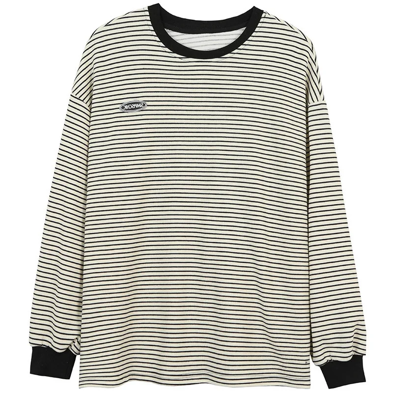 2023 new striped T-shirt undershirt women\'s autumn new round neck long sleeve sweatshirt women\'s top underwear