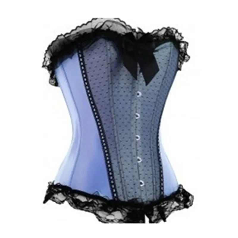 Sexy Lace Cover Bowknot Overbust Corset for Women Underwear Basques Corselet Sexy Lace Up Boned Bustier Lingerie Tops Victorian