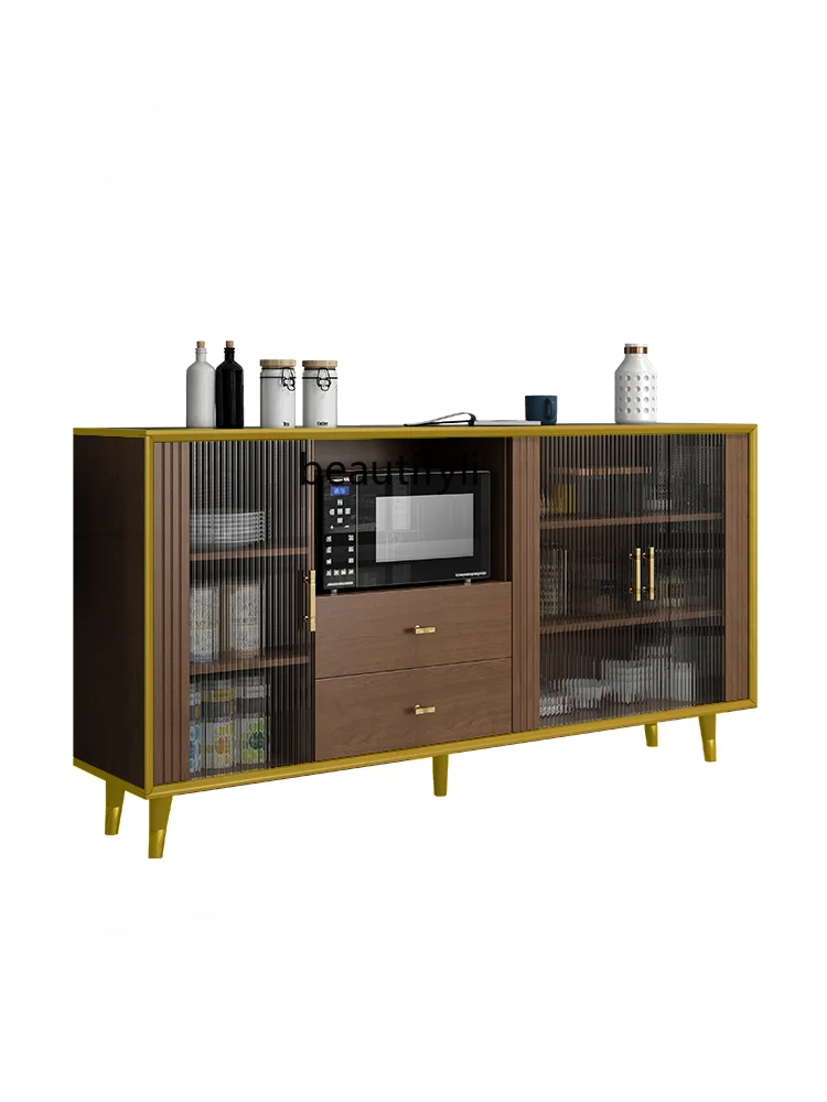 

Burlywood Sideboard Wine Cabinet Household Storage Cabinet Living Room Integrated Wall Locker