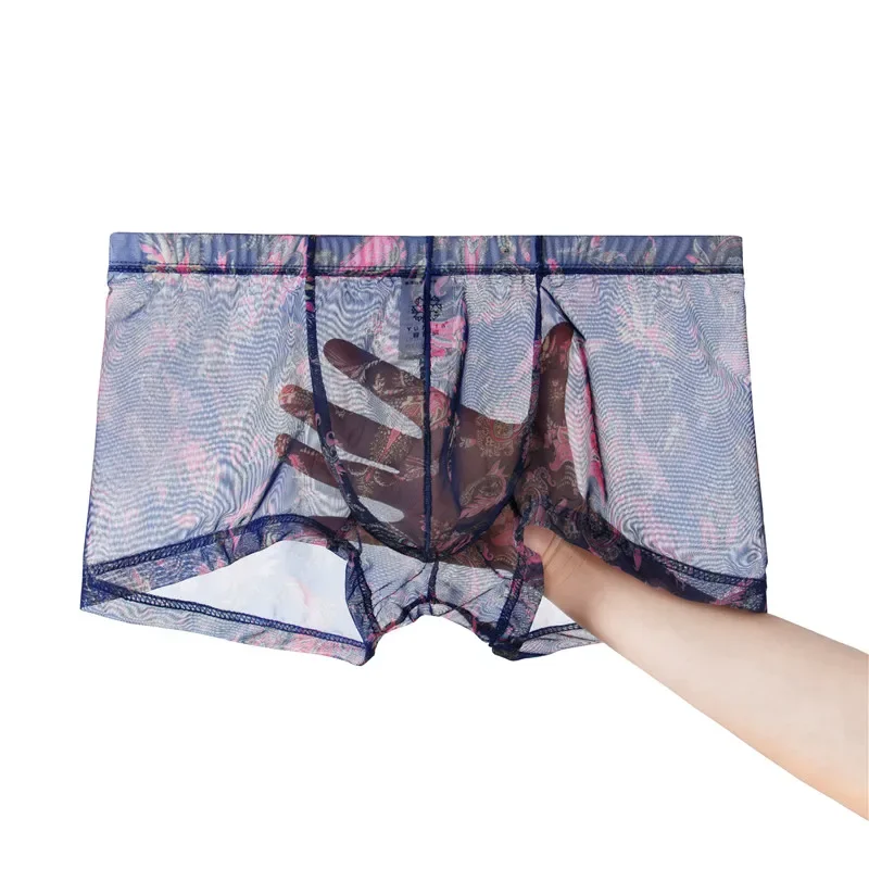 Men Sexy Seamless Underwear Pants Mens Ultra-thin Transparent Boxershorts Male Low-rise Mesh Slips Homme Panties Boxer Shorts 6