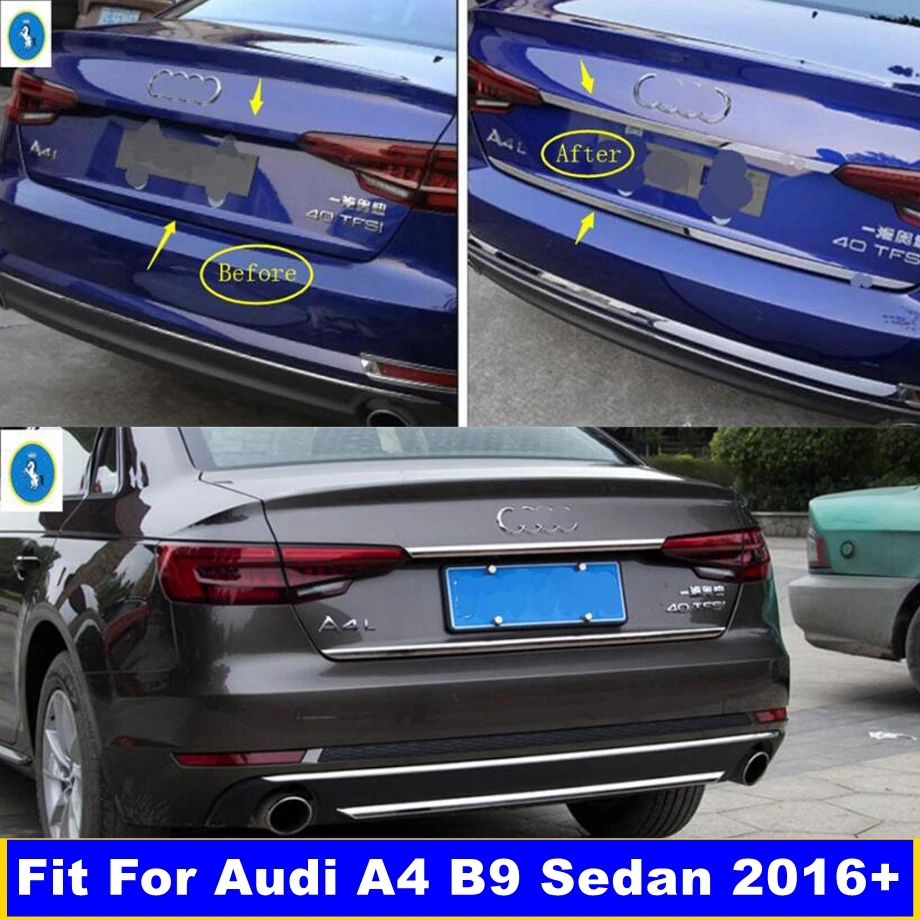 Accessories Rear Tail Door Strip Tailgate Trunk Trim Cover Exterior Parts Stainless Steel Decor For Audi A4 B9 Sedan 2016 - 2022