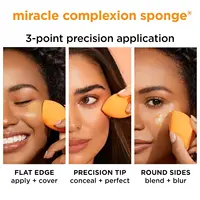 Real Techniques Skin Sponge, Makeup Blender, Liquid Base Cream, Professional Makeup Tool Without Stripes, 4 Free Units 4