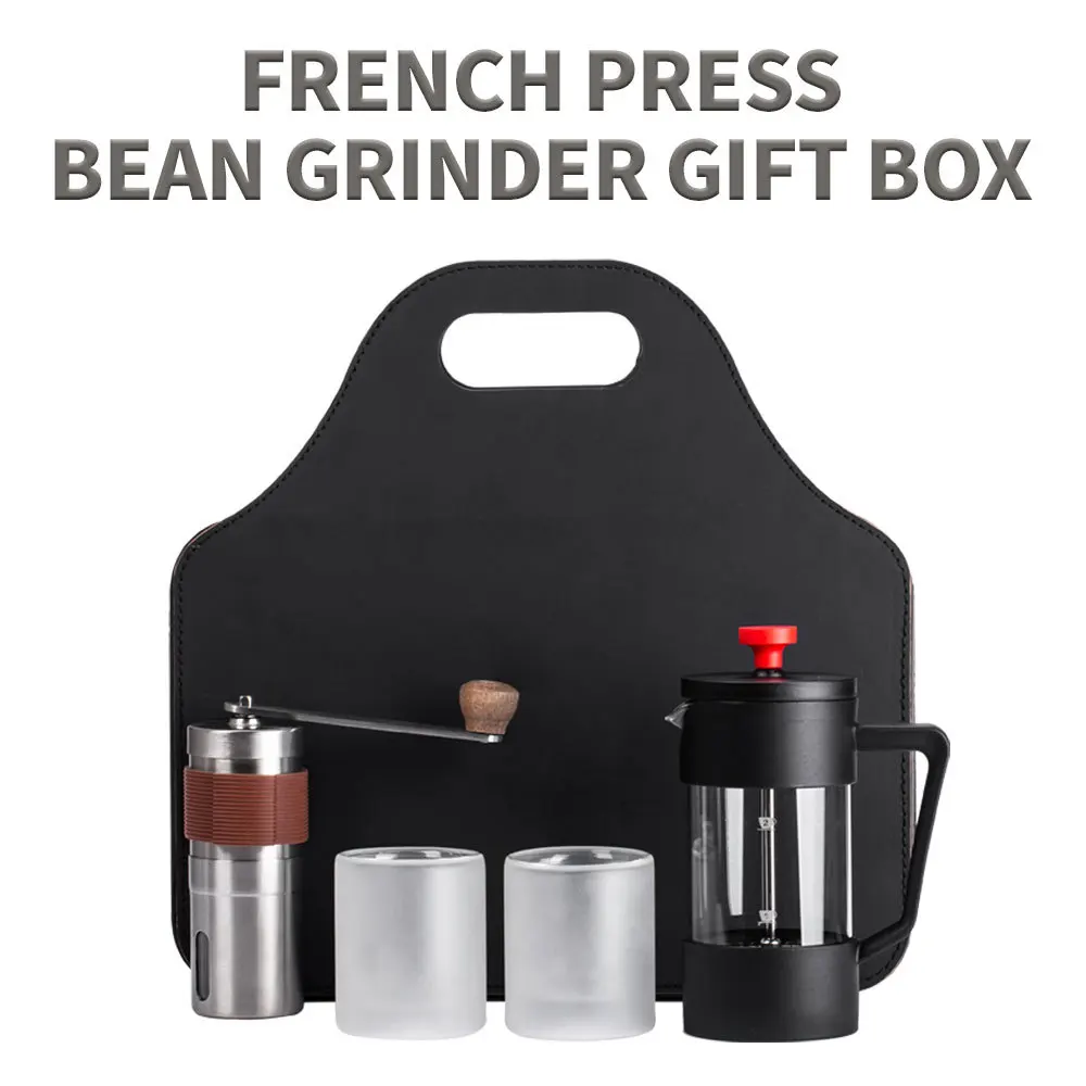 Coffee Pot Gift Box Household French Press Hand Crank Coffee Bean Grinder Hand Press Coffee Pot Coffee Set