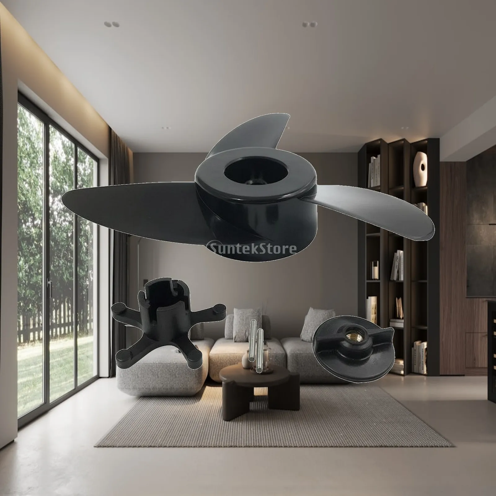 3-Blade Outboard Propeller Easy to Install Propeller with Mounting Hardware Lightweight Molded for Boat Owners
