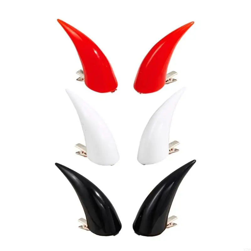 N7YF 1Pair Devil Horn Hair Clip for Cosplay Party Halloween Costume Horns Hairpin Dressing Up Headpiece Masquerades Headwear