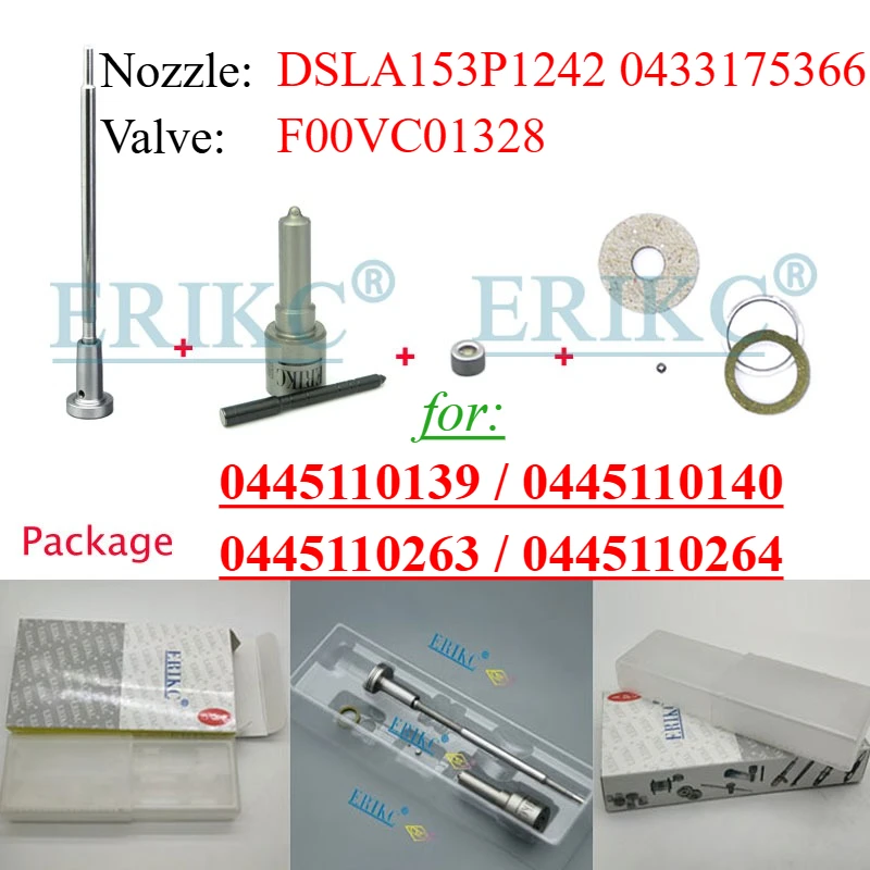 04451101409 0445110139 Injector Repair Nozzle DSLA153P1242 0433175366 Valve F00VC01328 Kit for BOSCH 0445110263 0445110264