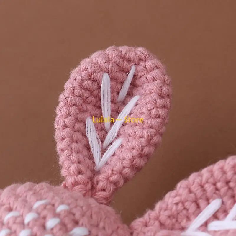 Y4QA Baby Teether Wooden Ring Cotton Thread Crochet Animal Rattle Knitted Hand Handmade BPA Chewing Teething
