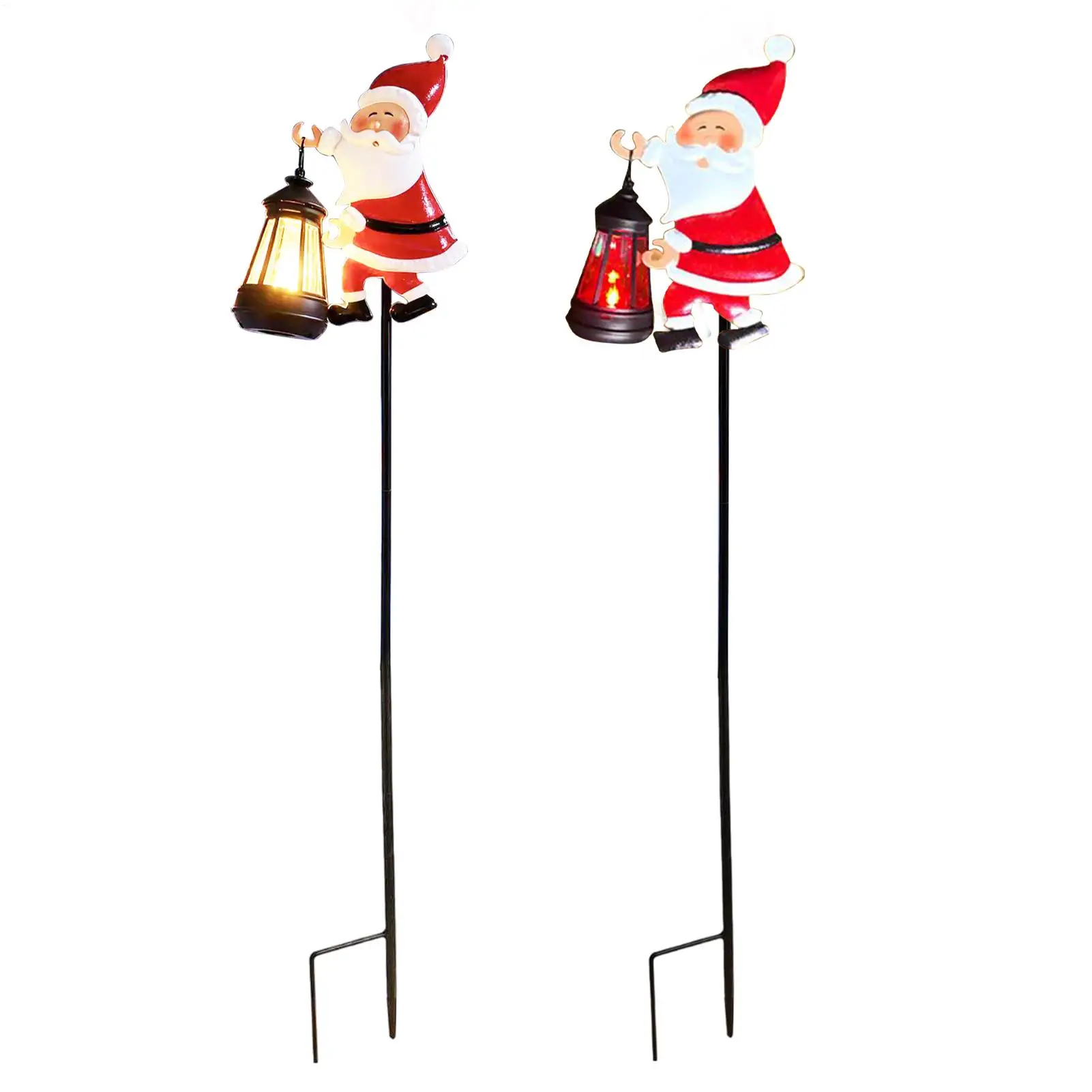 Christmas Santa Solar Kettle Lights Waterproof Garden Solar Watering Can Light with 2 Colors Santa Kettle Ground Lamp for Decor