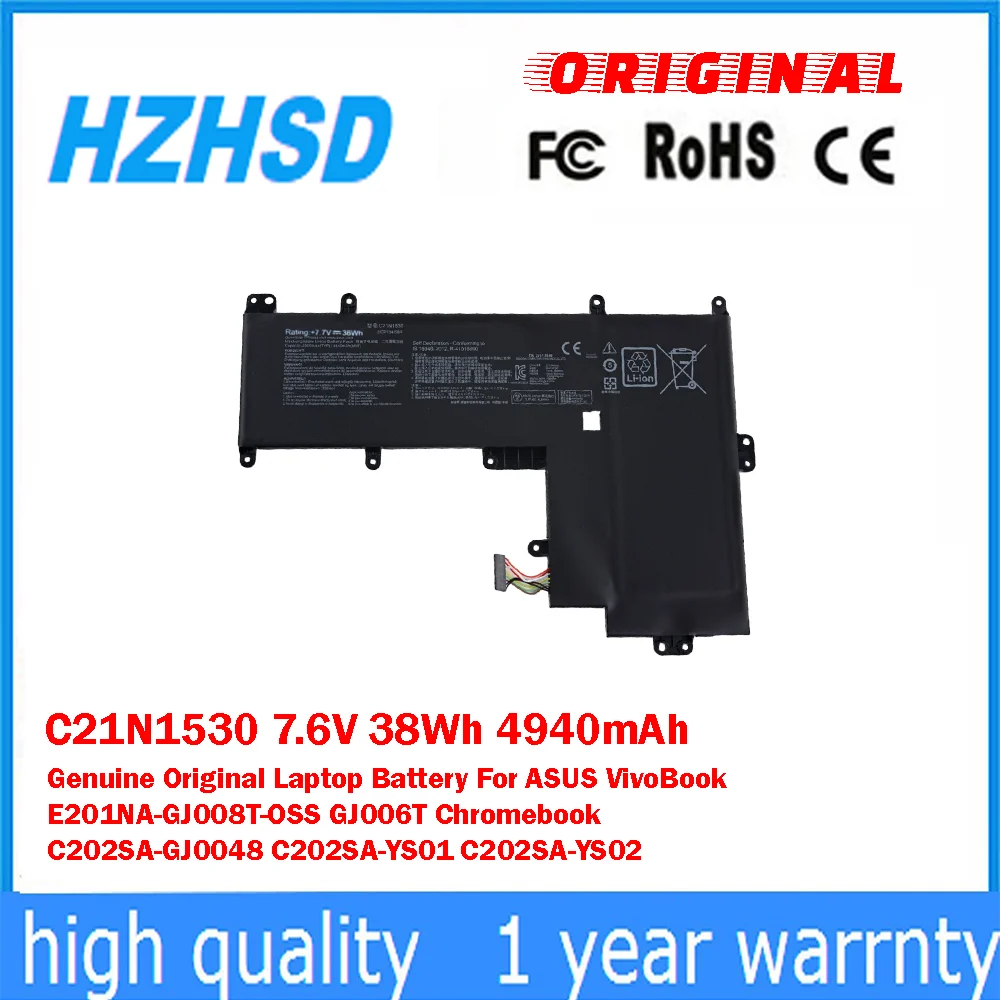 

C21N1530 7.6V 38Wh 4940mAh Genuine Original Laptop Battery For ASUS VivoBook E201NA-GJ008T-OSS GJ006T Chromebook C202SA-GJ0048