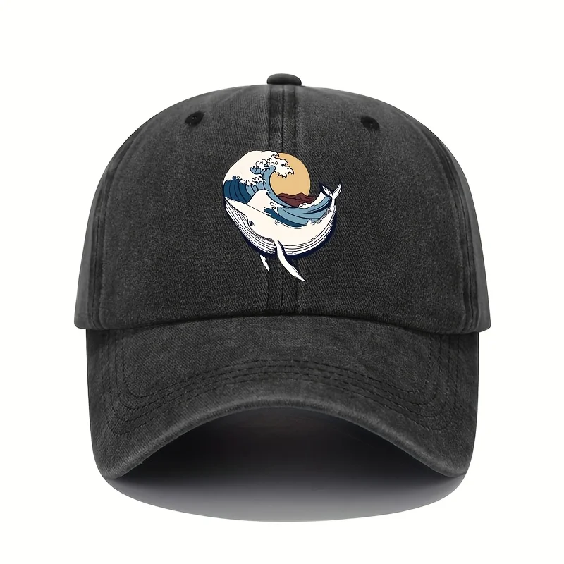 Adjustable Baseball Caps with Surfing and Wave Patterns for Both Men and Women, Suitable for Sports and Casual Wear