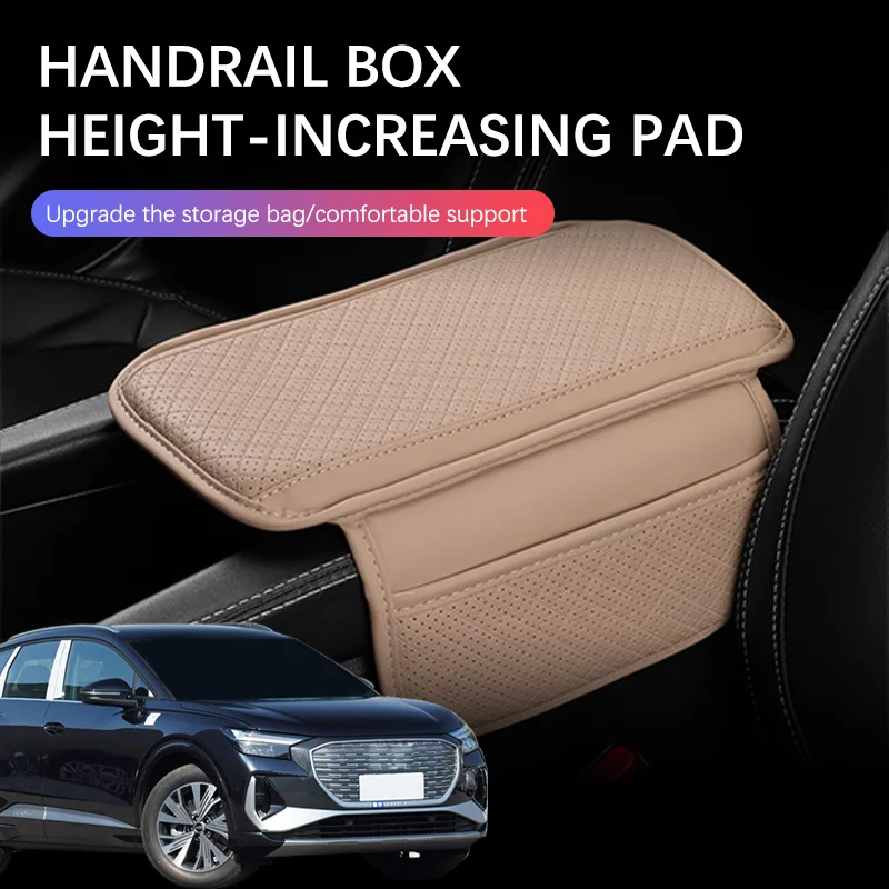 Leather Car Armrest Mat Organizer Center Console Auto Armrests Storage Bag Car Accessories For Audi Q4 E Tron 2022-2024