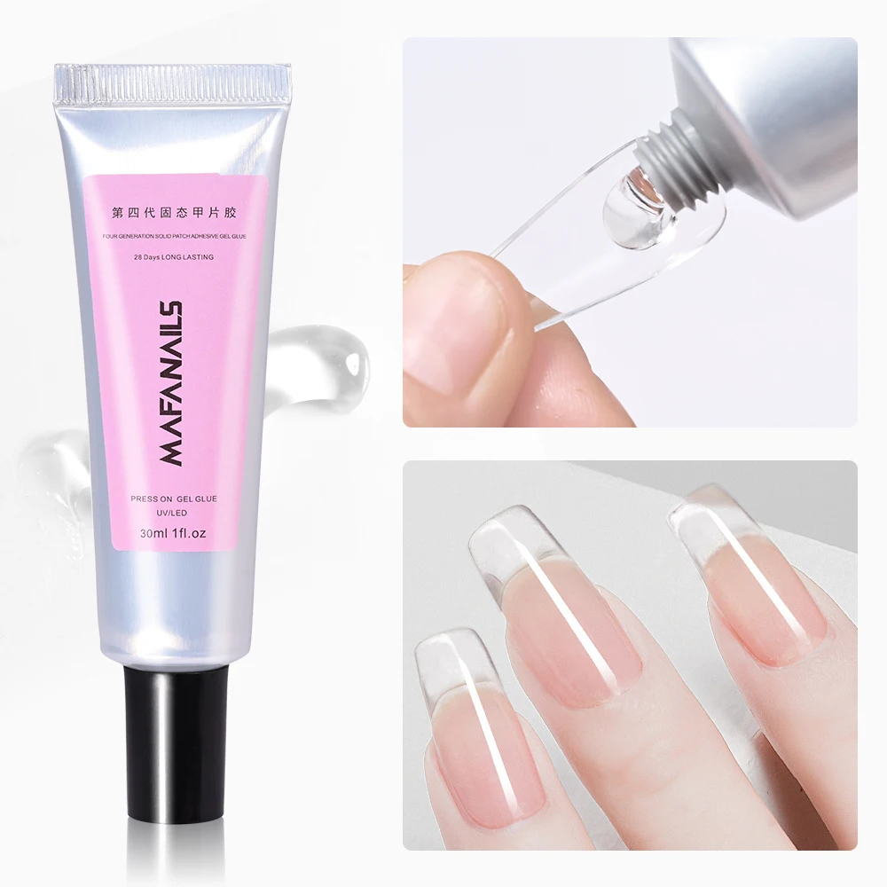 Gel de pontas de unhas sólidas, Easy Stick, adesivo UV claro, dicas de modelagem adesiva, gel de extensão de unhas para unhas falsas, 30g, 20g, 10g