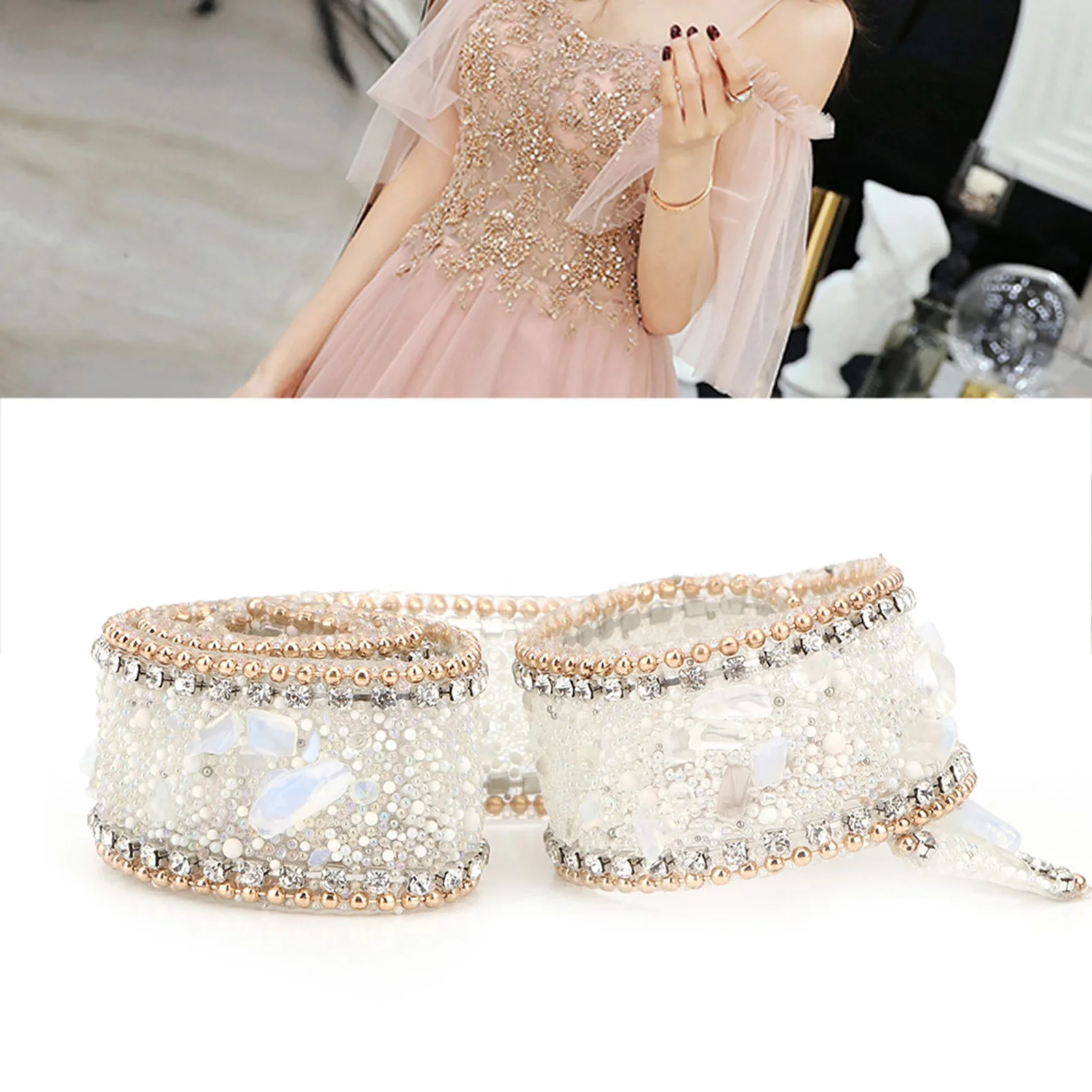 

2 Point 5cm Wide Sparkling Rhinestone Mesh Ribbon Beaded Trim for DIY Projects Party Gift Wrapping and Home Decoration