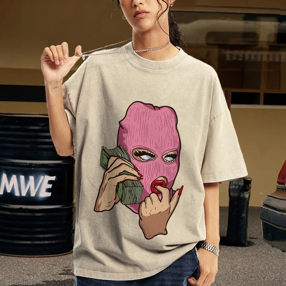 Money Talks Modern Masked Unisex Vintage Washed Tee