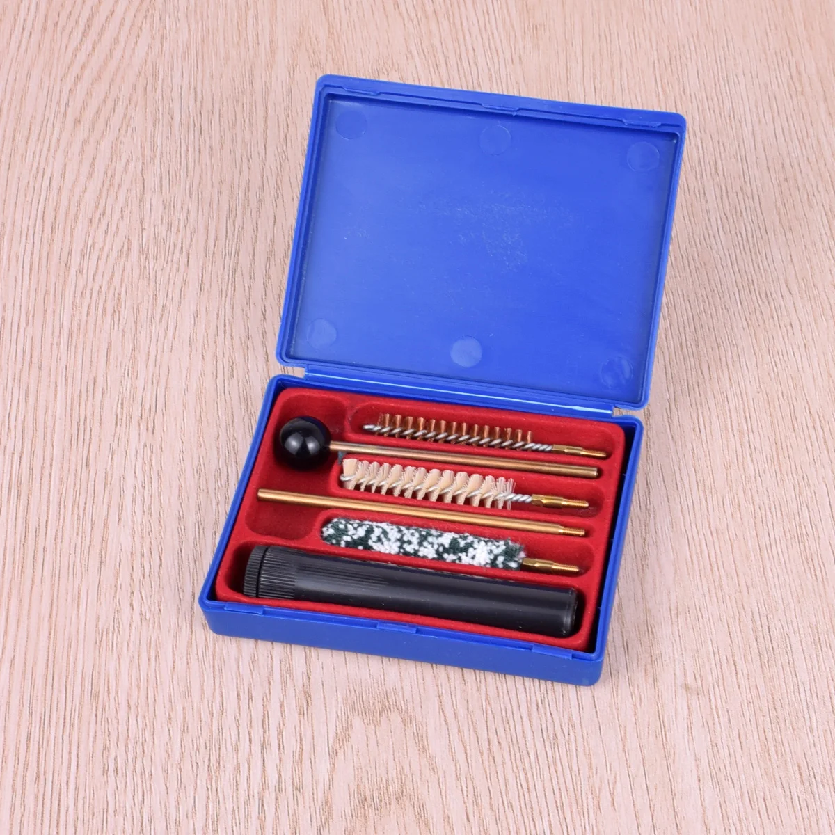 

Тактический универсальный калибр .38 .357, 9 мм, набор инструментов для чистки пистолета с прочным пластиковым футляром для хранения, латунные стержни, щетка для пистолета