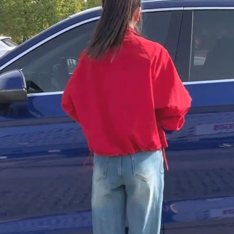 Korte top met opstaande kraag, lente herfst, losse, veelzijdige vrijetijdsjas