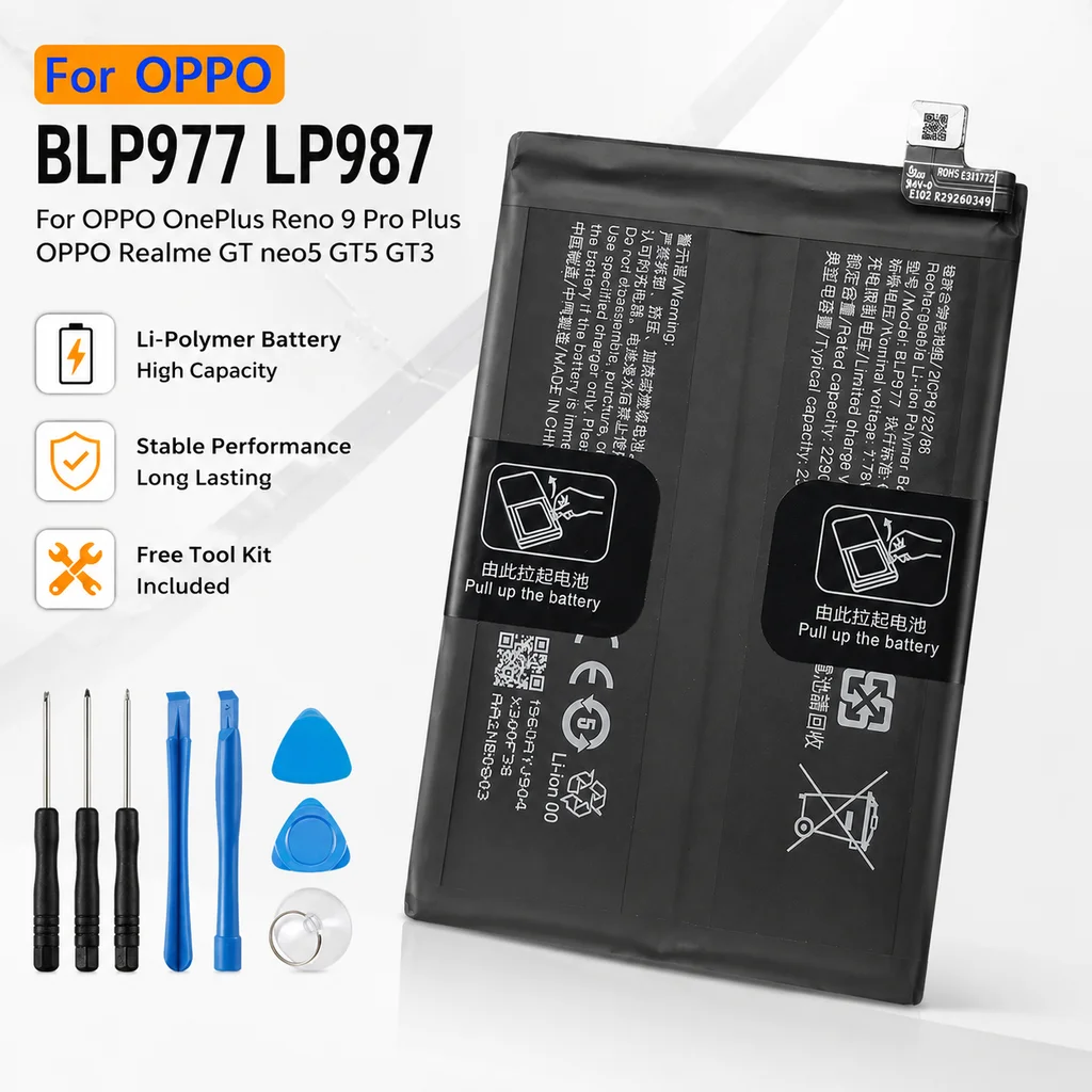 Premium Replacement Battery BLP977 LP987 For OPPO/OnePlus/Realme Reno 9 Pro 9 Plus GT Neo5 GT5 GT3 Phone Repair With Tool Kit