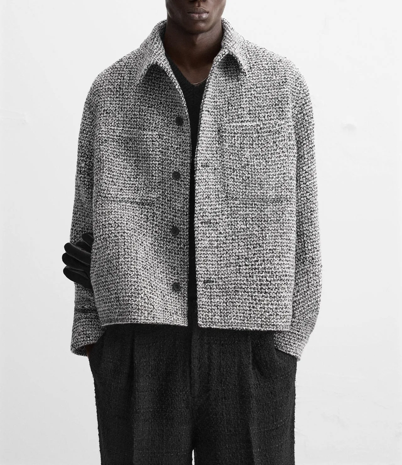 2025 Spring New Men's Pocket Decoration Loose Texture Texture Long Sleeve Shirt Coat