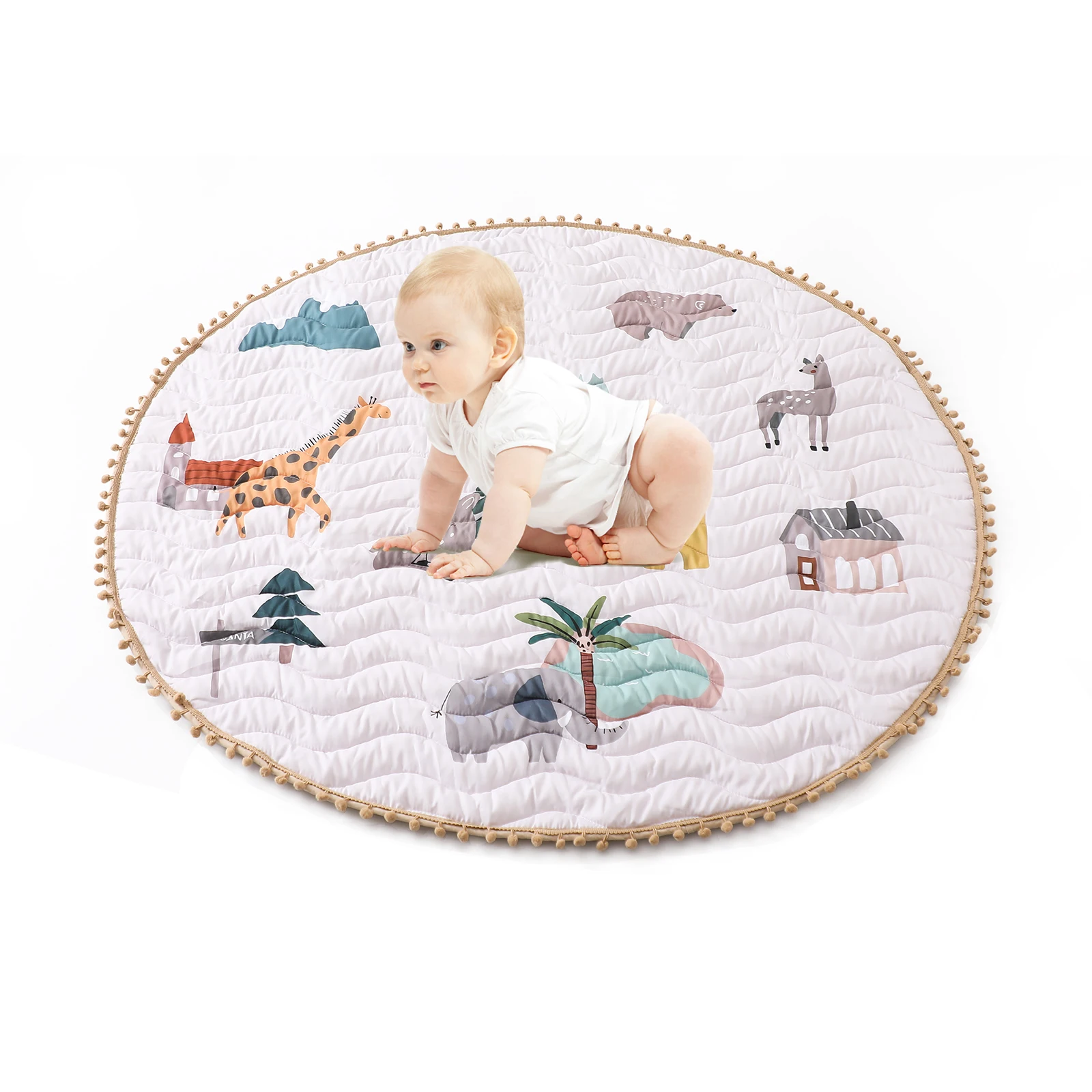 1pc Baby Play Mats Round Floor Soft Cotton Baby Bedding Blanket Lace Crawling Mat Game Pad Toys For Children Room Nursery Decor