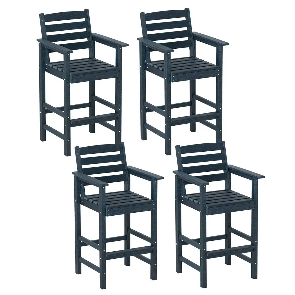 

Patio Adirondack Chairs Set of 4, HDPE Bar Height Chair with Wide Armrests amp Footrest, Outdoor HighTop Slatted Bar Chairs wit