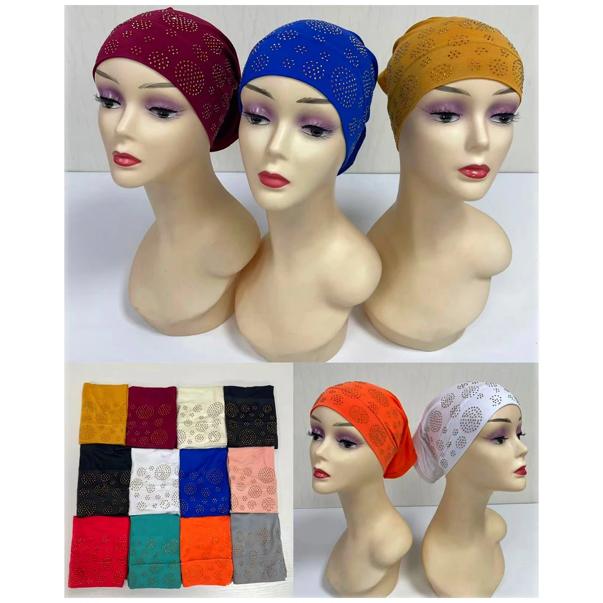 

Comfortable Worship Hat Twisted Turban Hats Women Cap Beaded For India Hat Scarfs Head Wrap Headband Girl Hair Accessories Lady