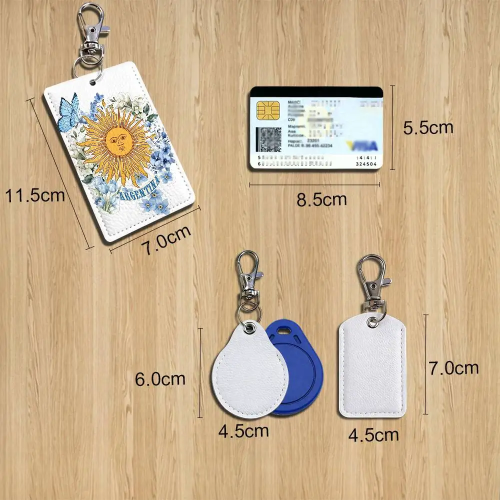 Cheer for Argentina Football Team Card Holder With Keychain Executive Protection For Bank Credit Subway Bus Case