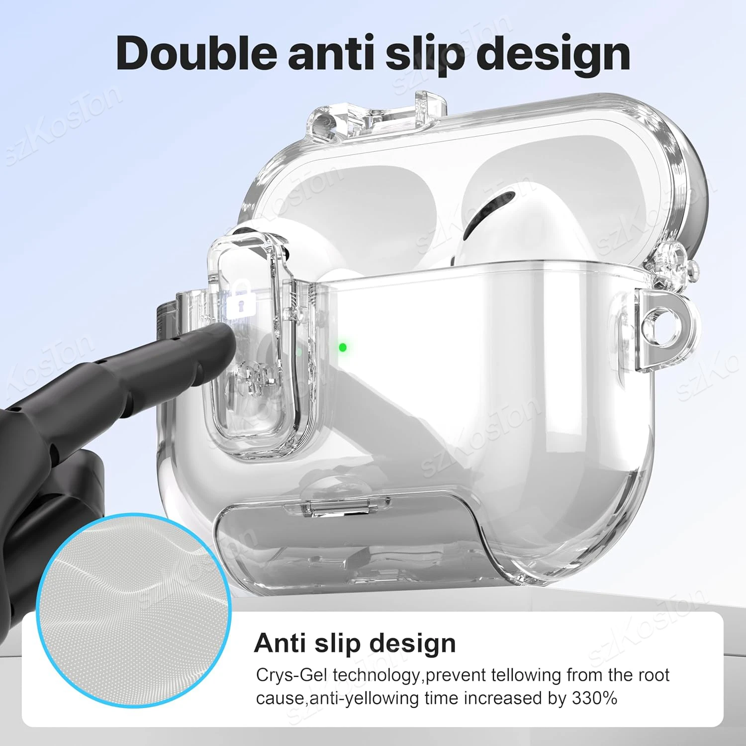 Miękkie, przezroczyste etui na słuchawki AirPods Pro 3, odporne na upadki, pełne zabezpieczenie z bezpiecznym zapięciem i breloczkiem do AirPods Pro 3.