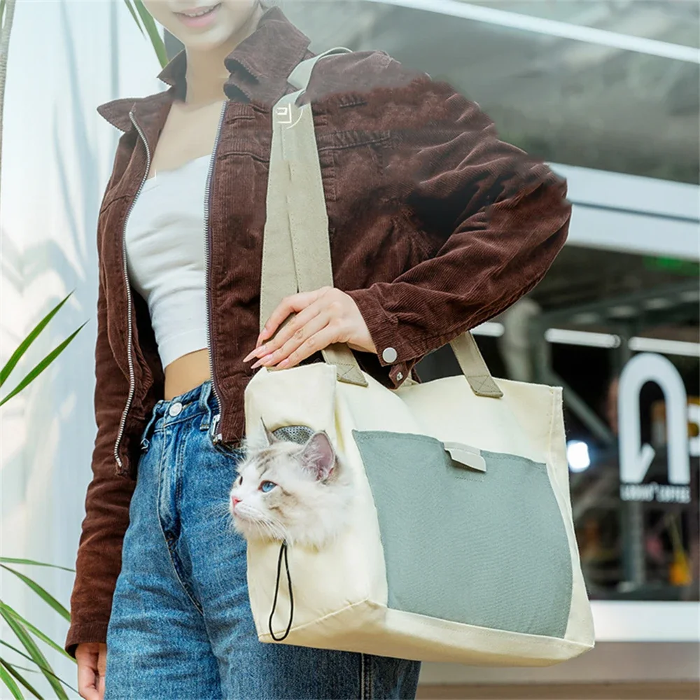 Bolso de viaje portátil para mascotas, mochila de un solo hombro, bolsa de lona cálida para salir, bolso cruzado para perros pequeños, regalos