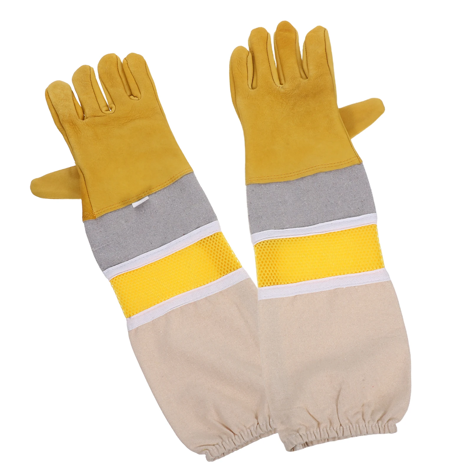 

Xl Size Golden Beekeeper Gloves Ventilated Anti Protection Long Elastic Cuff Sleeves Professional Flexibility